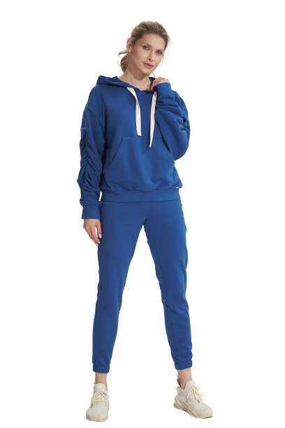 Spodnie Damskie - Dresowe Bawełniane - niebieskie